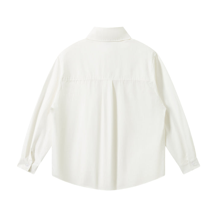 Unisex Oversize Hemdjacke aus leichter Baumwollmischung mit Brusttasche und abgerundetem Saum Echoarchiv