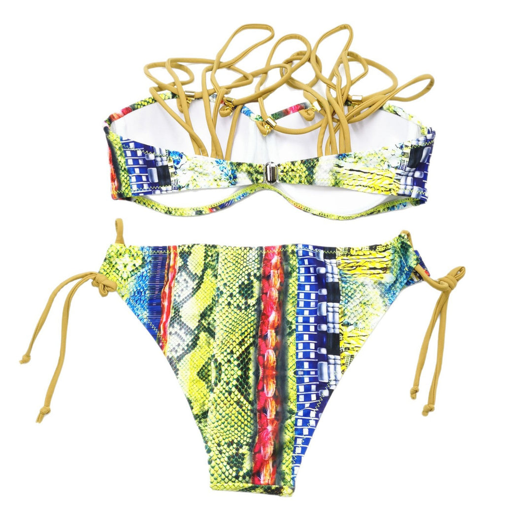 Damen Bikini-Set mit raffiniertem Schnür-Design und lebhaften Mustern Echo Archiv