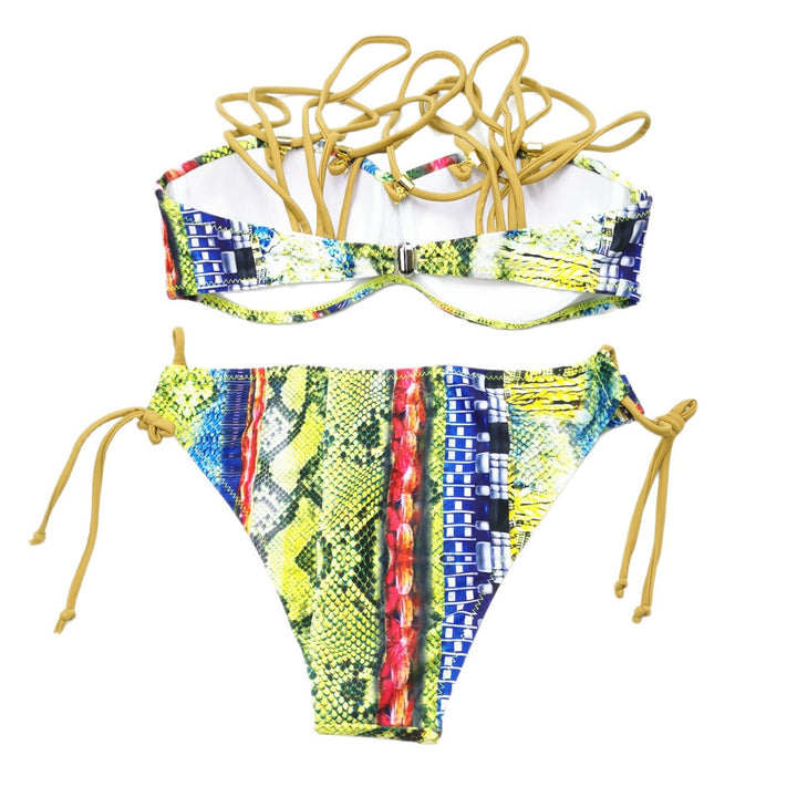 Damen Bikini-Set mit raffiniertem Schnür-Design und lebhaften Mustern Echo Archiv