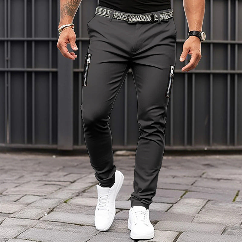 Herren modische Slim-Fit Hose mit Reißverschlusstaschen Echoarchiv