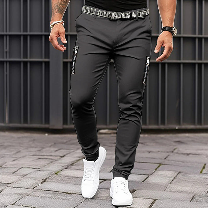 Herren modische Slim-Fit Hose mit Reißverschlusstaschen Echoarchiv