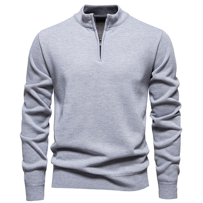 Herren nan Feinstrickpullover mit Kurzreißverschluss Stehkragen elastischen Bündchen Echo Archiv
