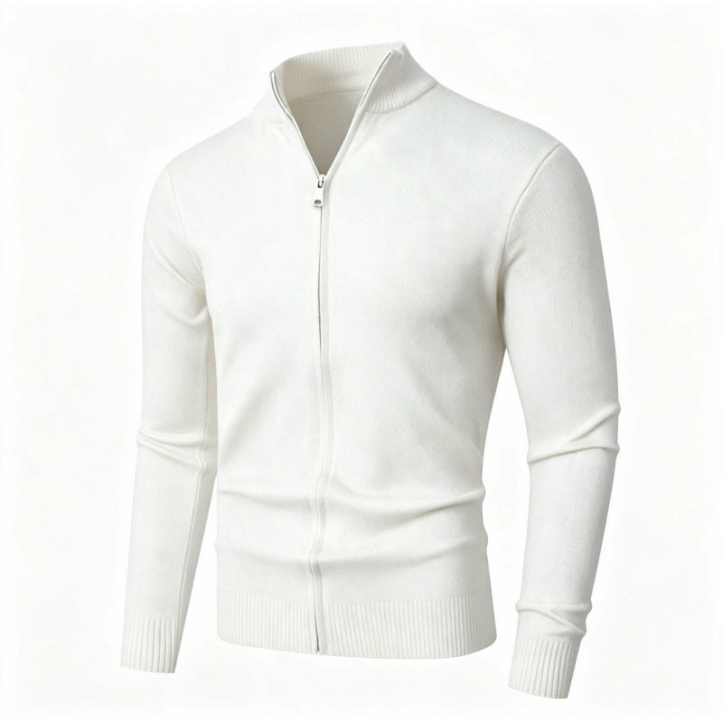 Herren Slim-Fit Feinstrick-Cardigan mit Zweifach-Reißverschluss und Stehkragen Echo Archiv