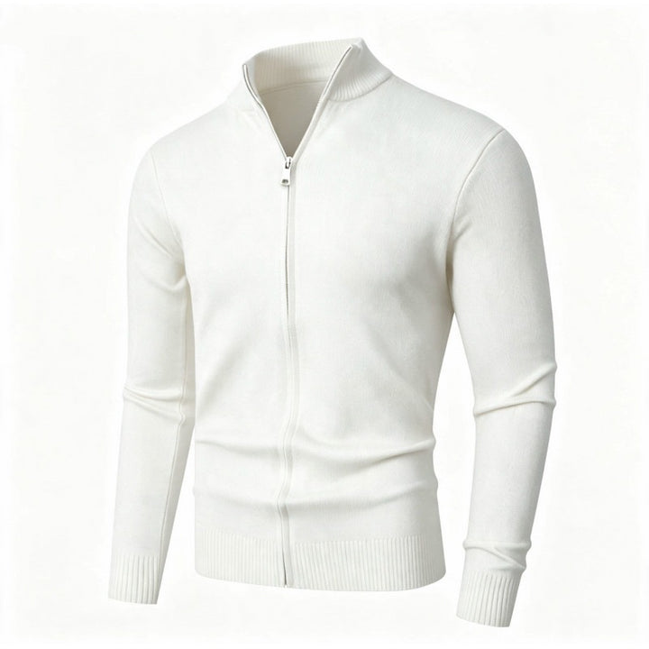 Herren Slim-Fit Feinstrick-Cardigan mit Zweifach-Reißverschluss und Stehkragen Echo Archiv