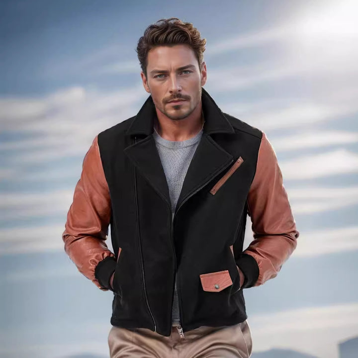 Herren elegante Bikerjacke mit kontrastierenden Ärmeln Echoarchiv