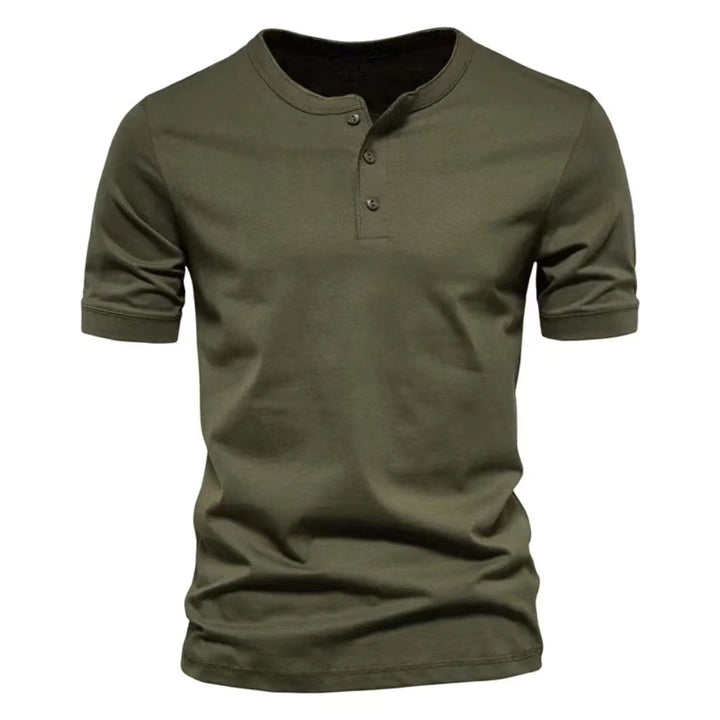Herren Kurzarm-Henley-Shirt mit Knopfleiste und strukturierter Oberfläche Echoarchiv