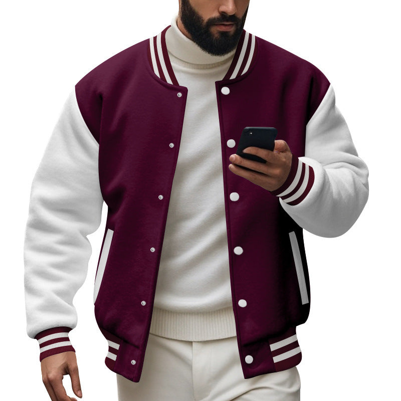 Herren Varsity-Jacke mit kontrastierenden Ärmeln und gestreiften Bündchen Echoarchiv