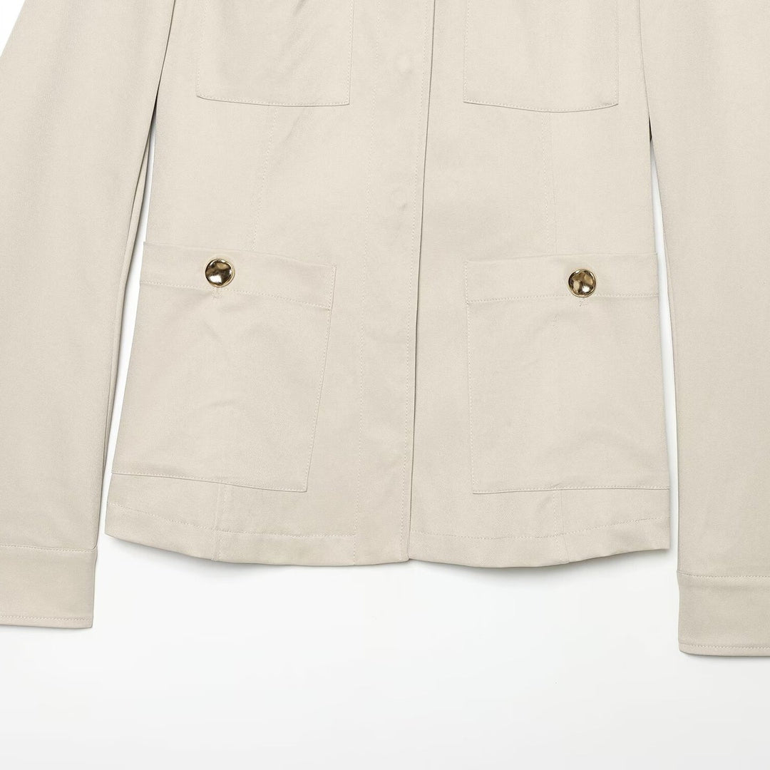 Damen Leichte Feldjacke im Safari-Stil mit Stehkragen und vier Pattentaschen Echoarchiv
