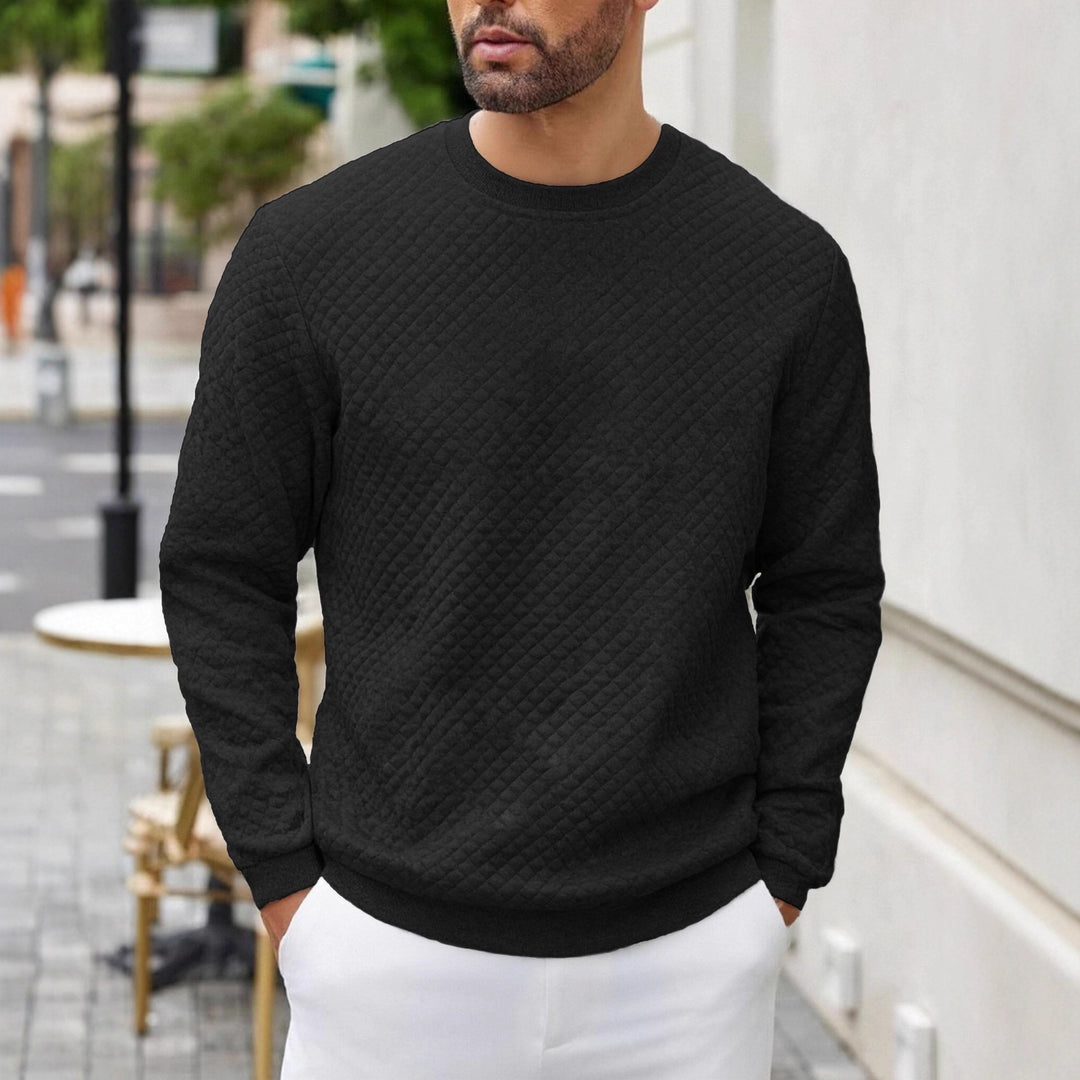 Herren gesteppter Sweatpullover mit Rautensteppung, geripptem Kragen und komfortablem Regular Fit – Marzano
