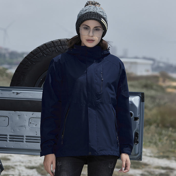 Damen Wasserdichte Outdoorjacke mit Kapuze, atmungsaktiver Membran und Multifunktions‑Reißverschlusstaschen – Célinea