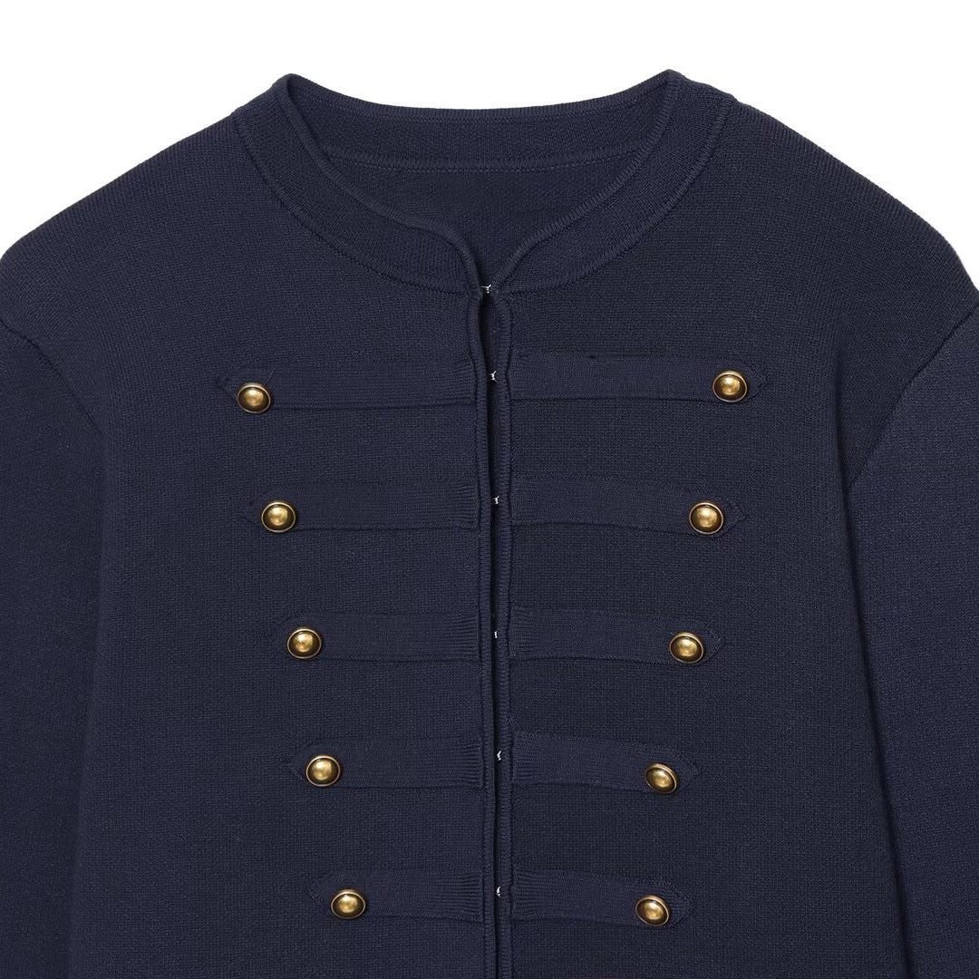 Damen Kurze strukturierte Shaket-Jacke mit Stehkragen, dekorativen Reihenknöpfen und verlängerten Manschetten Echo Archiv
