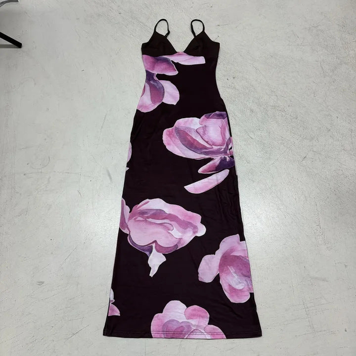 Damen Maxikleid mit floralem Design und schmalen Spaghettiträgern Echo Archiv