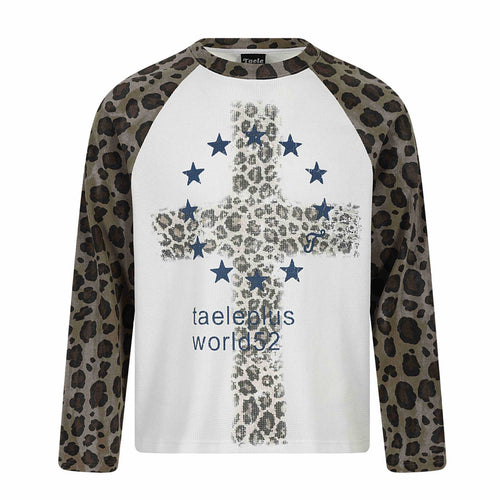 Damen Langarm-Thermo-Shirt mit Raglanärmeln und Leopard-Einsätzen Echoarchiv