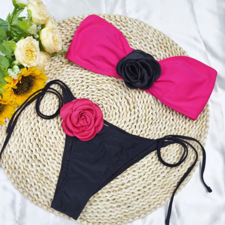 Damen Bikini mit floralem Detail und elastischen Trägern Echo Archiv