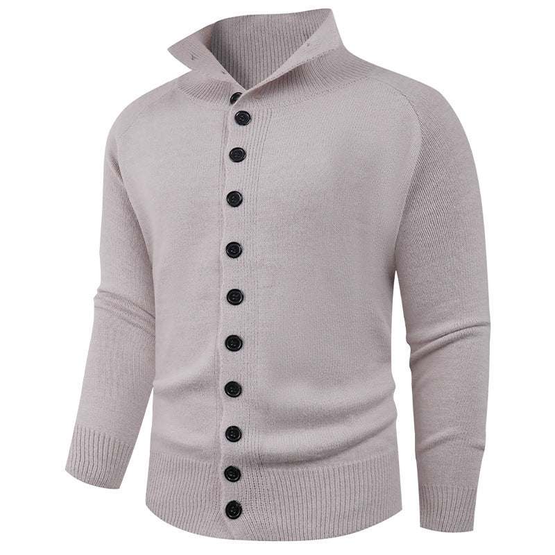 Herren Strickpullover mit hohem Kragen und Knopfverschluss Echoarchiv