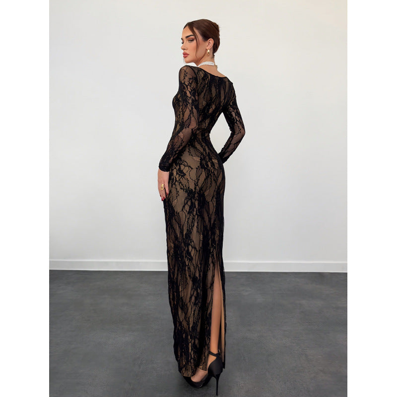 Damen Spitzenkleid mit transparentem Design und eleganten Details Echo Archiv