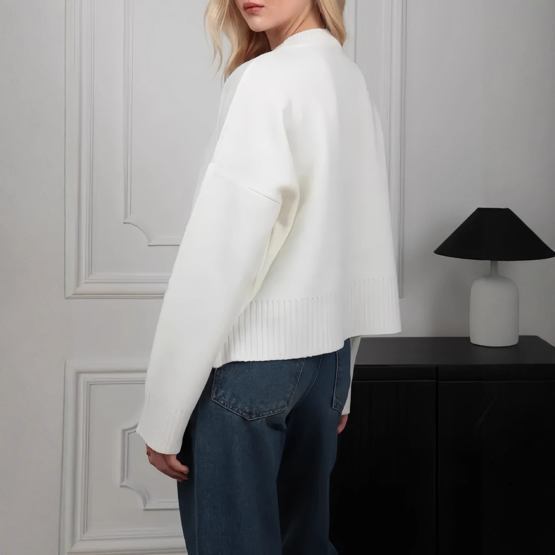 Damen Bequemer Strickpullover mit Rundhalsausschnitt – Mavelle