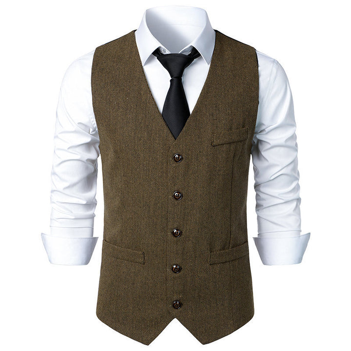 Herren elegante Anzugweste mit feinem Hahnentritt-Muster Echoarchiv