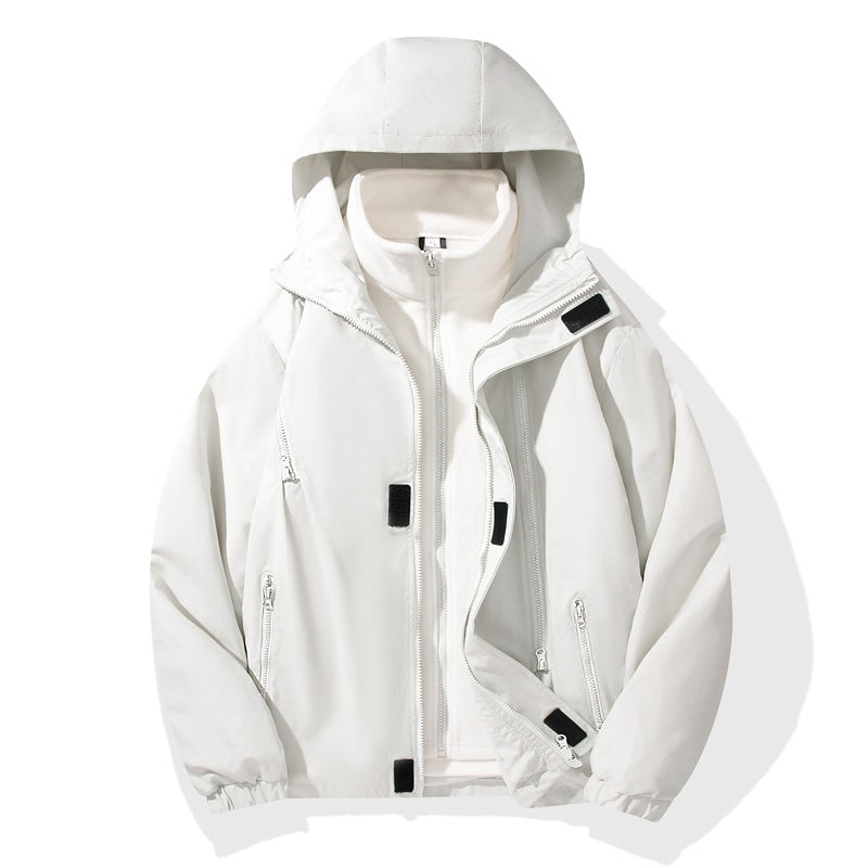 Herren Zweiteiler Regen- und Thermojacke mit abnehmbarer Fleece-Innenjacke und winddichter Membran – Taviero