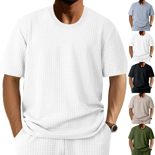 Herren lässiges Rundhals-T-Shirt mit strukturiertem Gewebe Echoarchiv