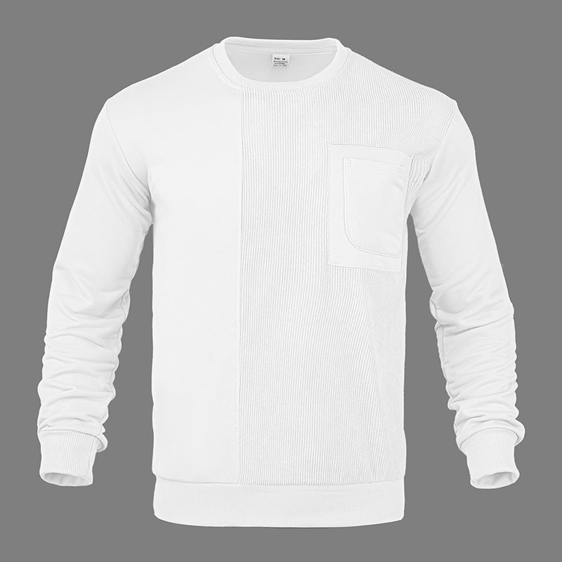 Herren Struktur-Sweatshirt mit Rippen-Panel und Brusttasche Echoarchiv