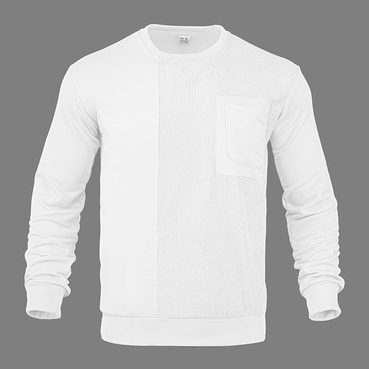 Herren Struktur-Sweatshirt mit Rippen-Panel und Brusttasche Echoarchiv