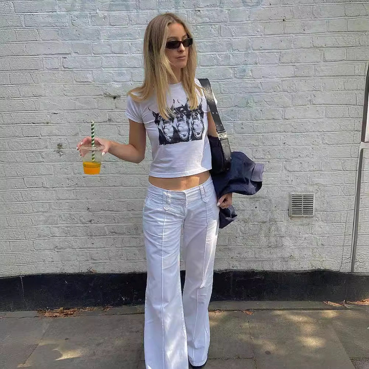 Damen Grafik T-Shirt mit kreativen Druck Echo Archiv