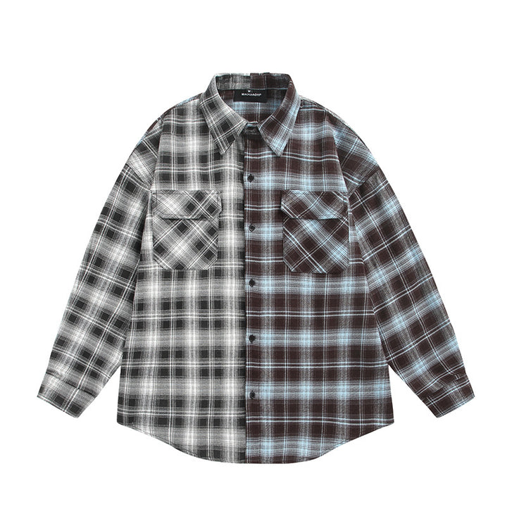 Unisex Geteiltes kariertes Overshirt im Hemdjacken‑Stil Echoarchiv