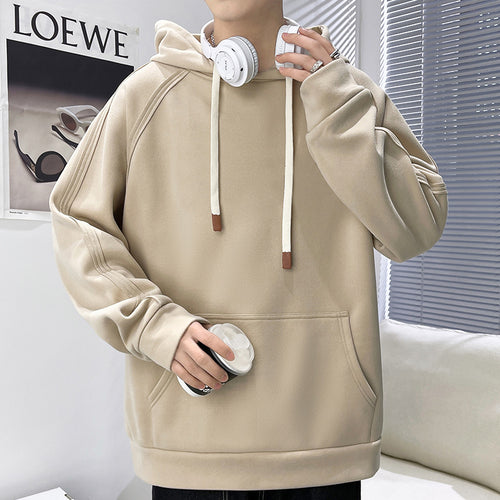 Herren Oversize Kapuzenpullover mit Kängurutasche Raglanärmeln und extra langen Kordeln Echo Archiv