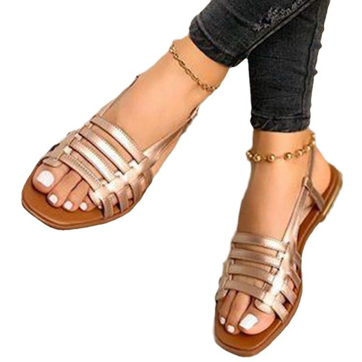 Damen Geflochtene Riemchen‑Slingback‑Sandalen mit quadratischer Zehenpartie und flacher Laufsohle – Sorelia