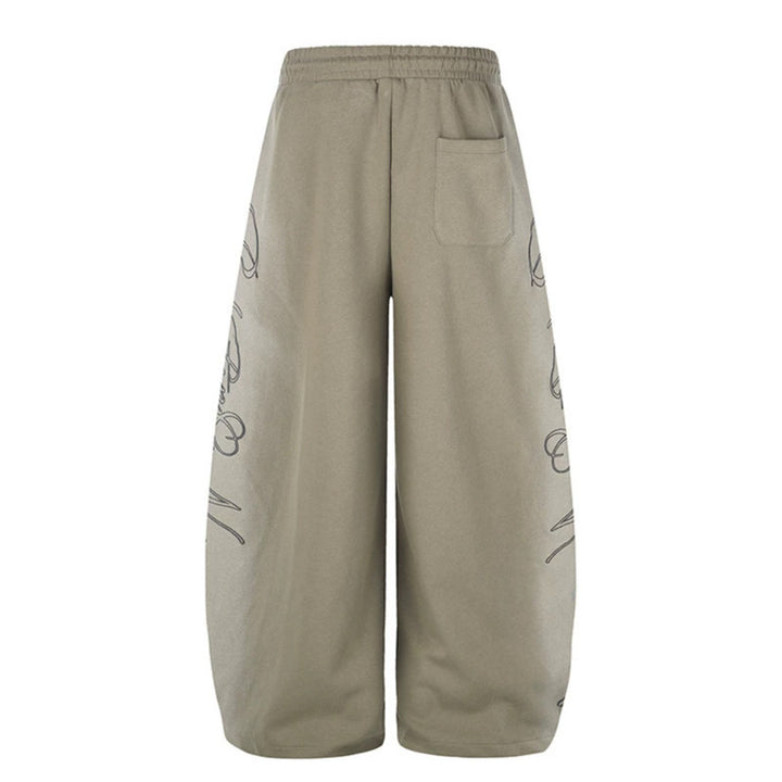 Damen Extraweite Palazzo-Sweathose mit Tunnelzugbund, verstellbarem Saum und seitlichem Script-Print Echoarchiv