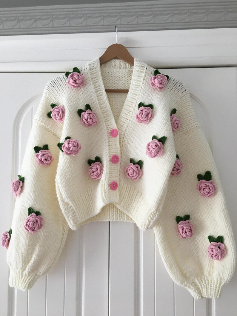 Damen Verspielter Strickcardigan mit Kirschen-Design – Veloura