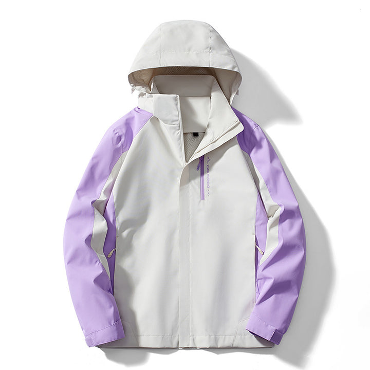 Damen Leichte zweifarbige Softshelljacke mit Kapuze, atmungsaktivem Meshfutter und Brustreißverschluss – Célinea