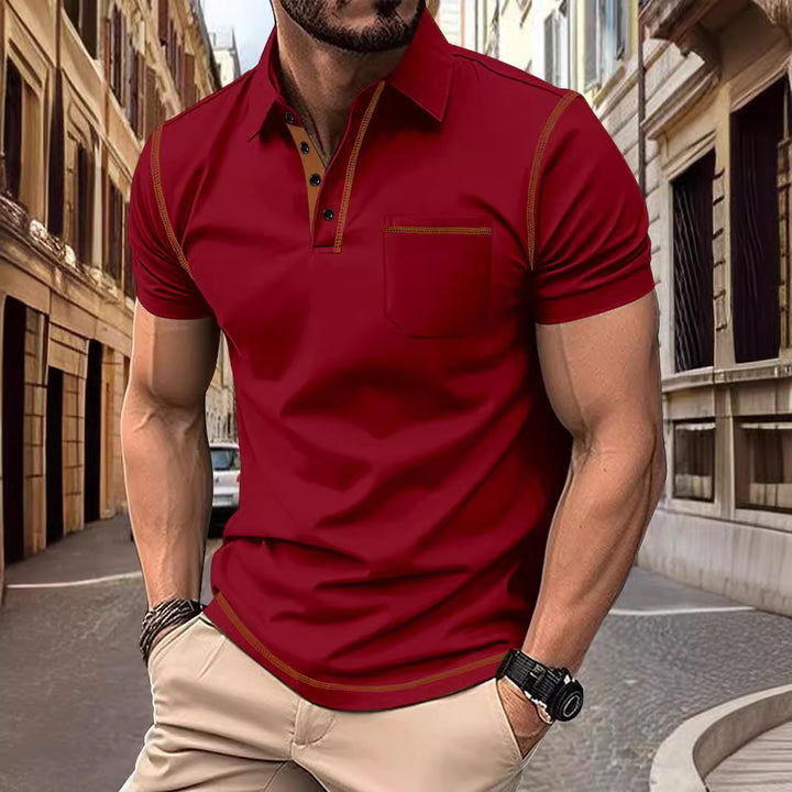 Herren Polohemd mit elegantem Stehkragen und modernen Akzenten Echoarchiv