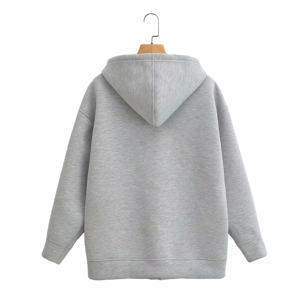 Unisex Oversize Kapuzenjacke mit durchgehendem Reißverschluss, Kängurutaschen und lässigem Boxy-Schnitt – Auréline