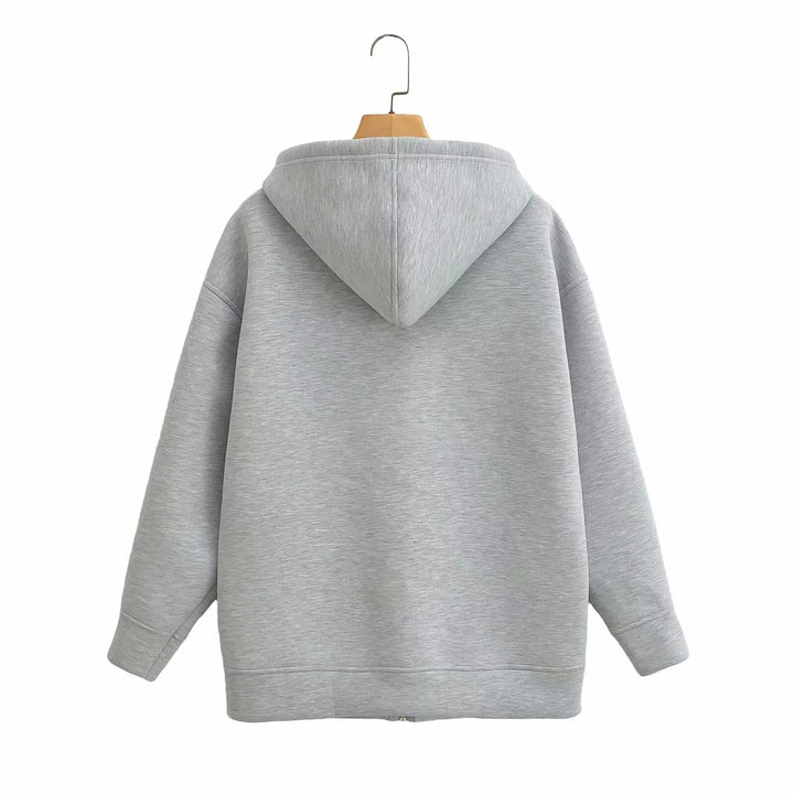 Unisex Oversize Kapuzenjacke mit durchgehendem Reißverschluss, Kängurutaschen und lässigem Boxy-Schnitt – Auréline