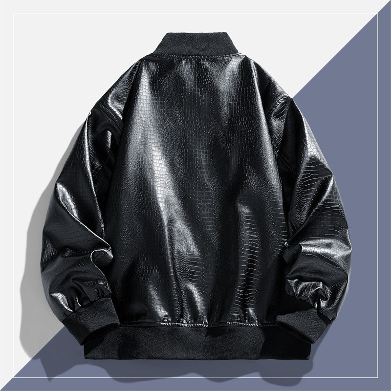 Herren moderne Kunstlederjacke mit trendigen Pattentaschen Echoarchiv