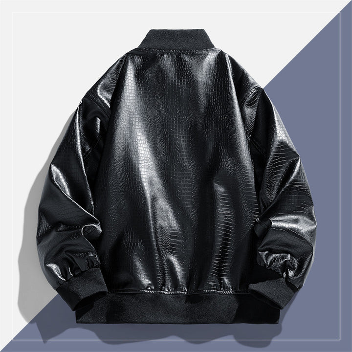Herren moderne Kunstlederjacke mit trendigen Pattentaschen Echoarchiv