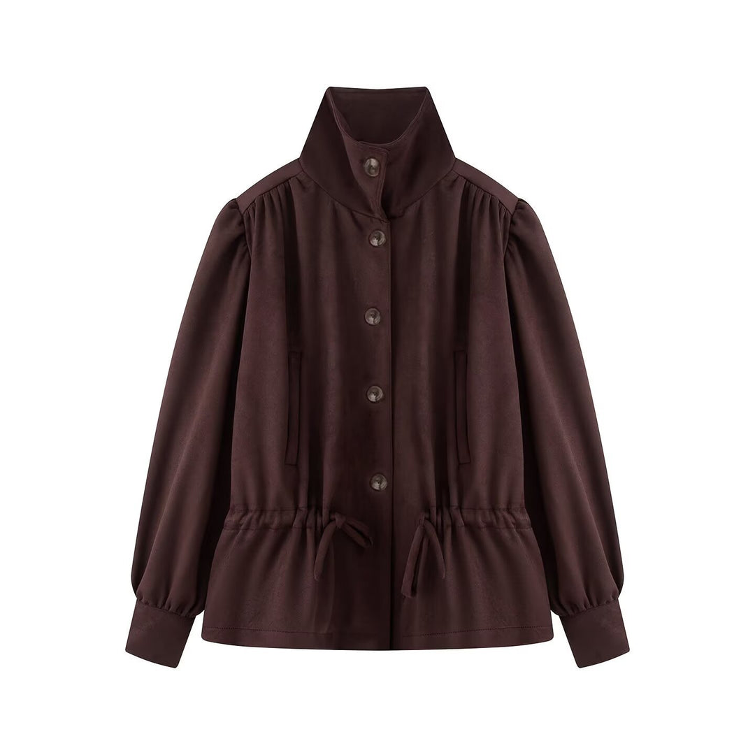 Damen Kurzjacke mit Stehkragen, Tunnelzug und Ballonärmeln Echo Archiv