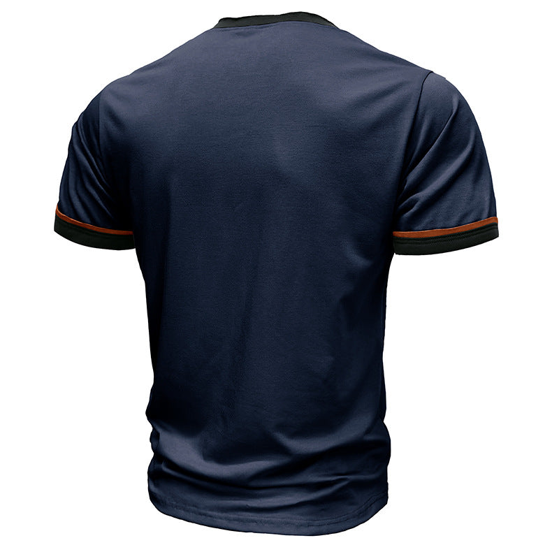 Herren Kurzarm-Henley-Shirt mit strukturiertem Kragen Echoarchiv