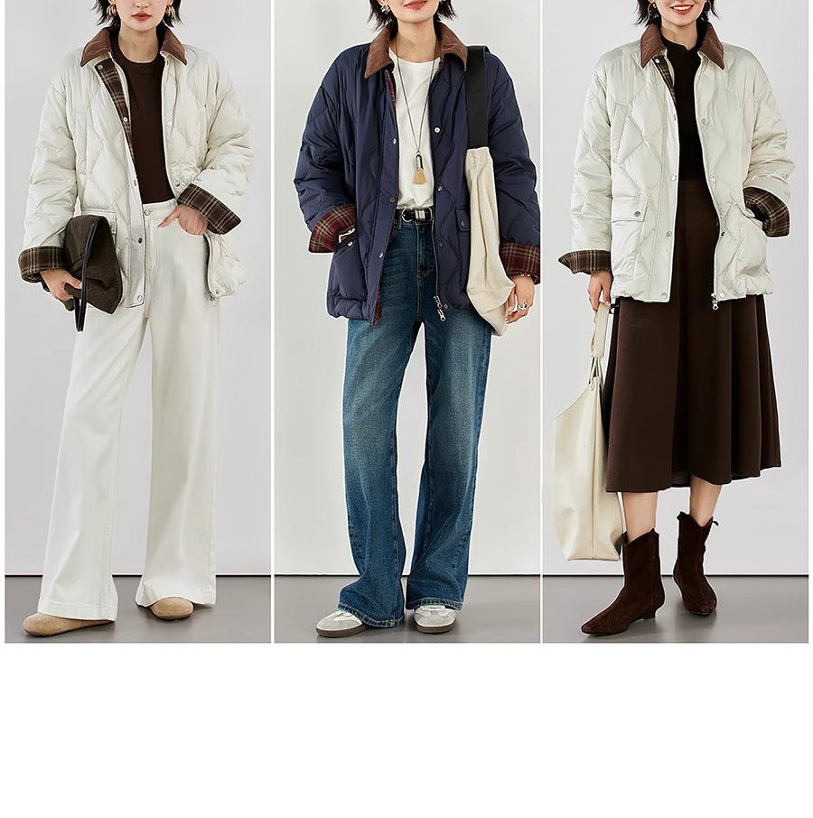 Damen Steppjacke mit karierten Akzenten Echoarchiv