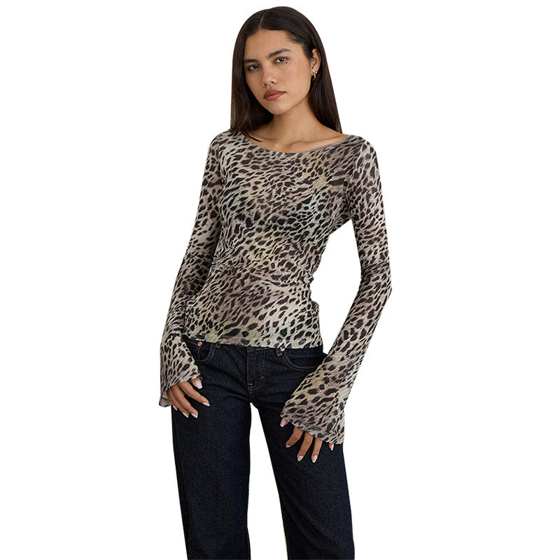 Damen Langarmshirt mit transparenten Tiermuster Echo Archiv