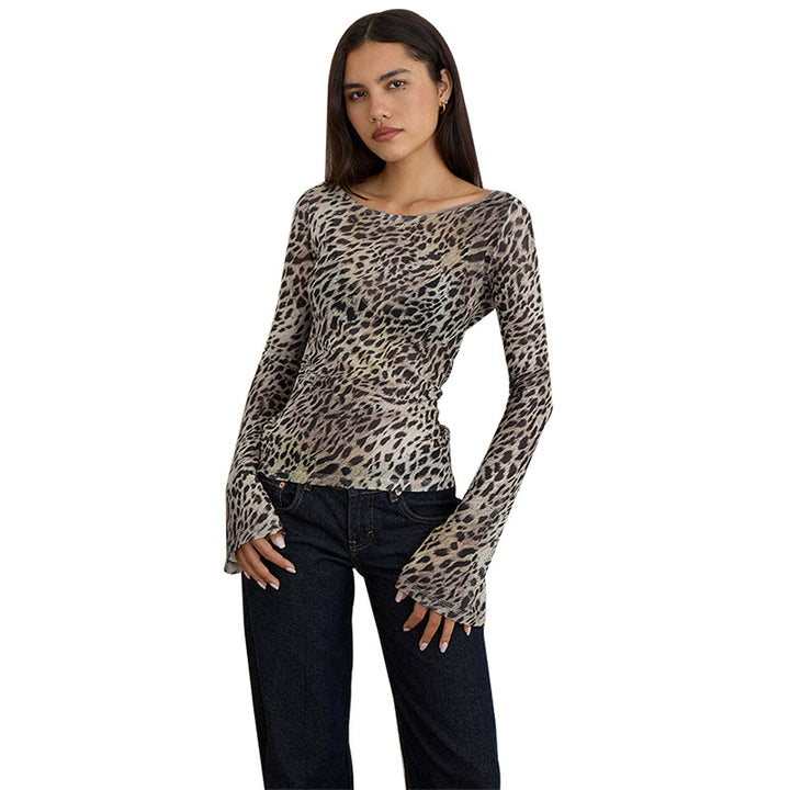 Damen Langarmshirt mit transparenten Tiermuster Echo Archiv