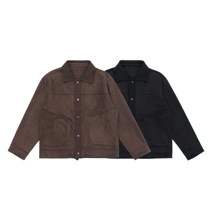 Herren Overshirt-Jacke aus strukturiertem Velours mit Rippenkragen Echoarchiv