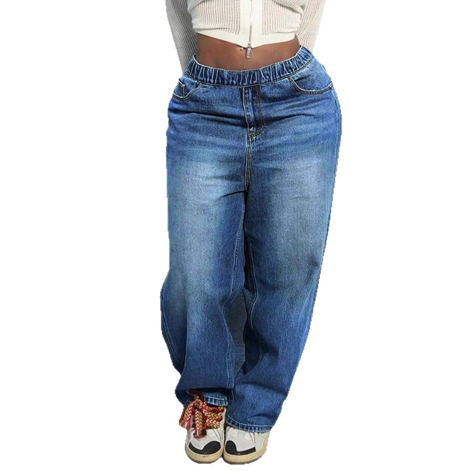 Damen weite Relaxed-Fit Jeans mit elastischem Bund und lässiger Passform Echo Archiv