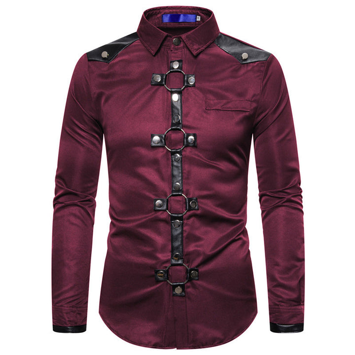 Herren Langarmhemd mit dekorativen Metallakzenten und modernem Schnitt Echoarchiv