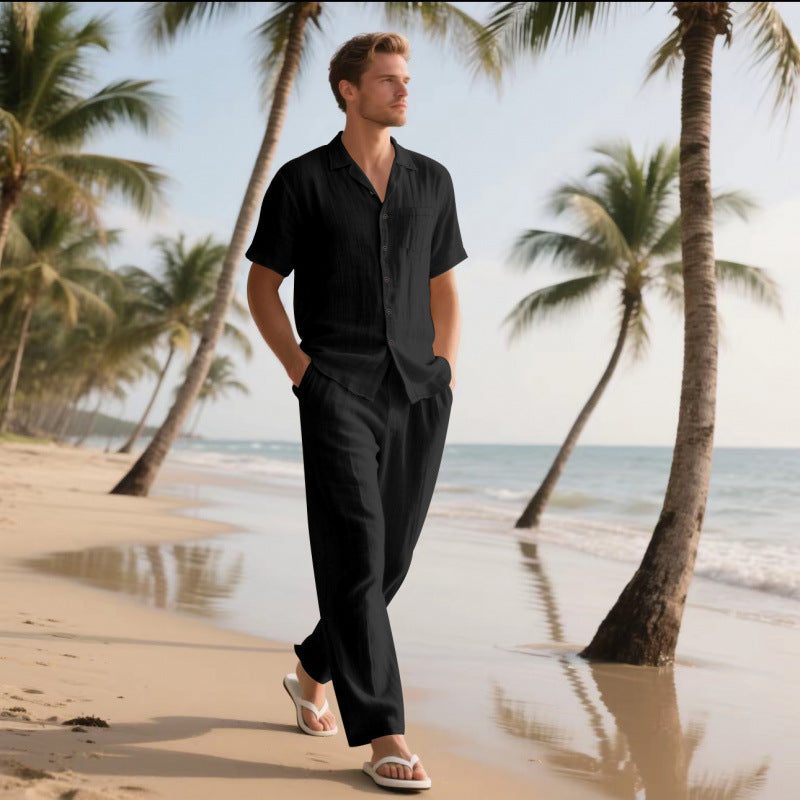 Herren lässiges Strandoutfit aus atmungsaktivem Leinen Echoarchiv