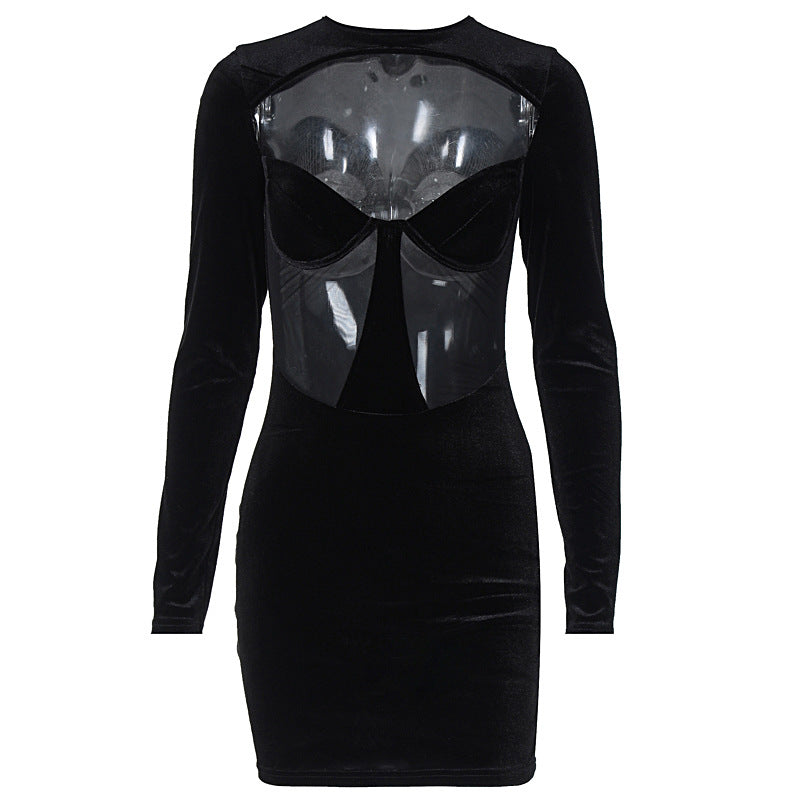 Damen Körperbetontes Kleid mit transparenten Einsätzen Echo Archiv