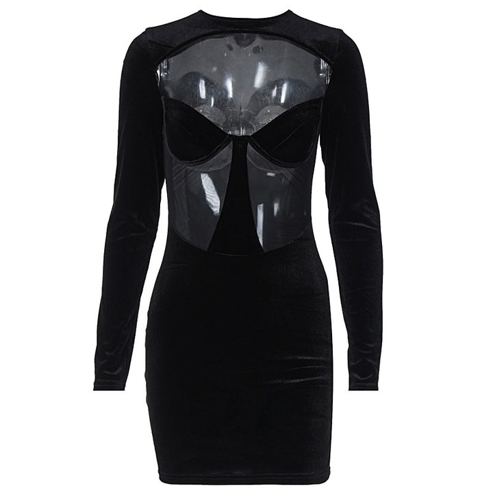 Damen Körperbetontes Kleid mit transparenten Einsätzen Echo Archiv