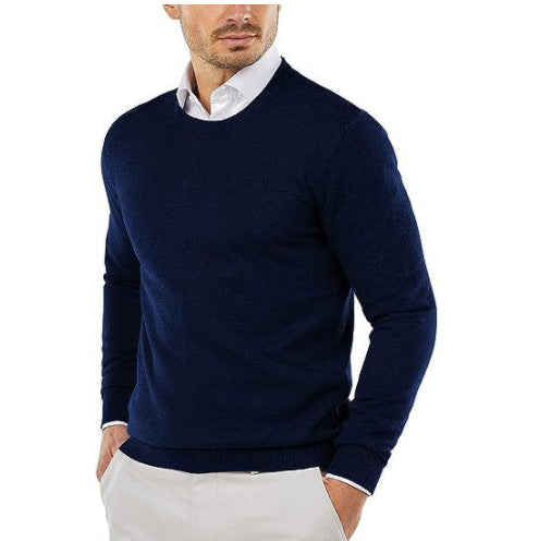 Herren eleganter Rundhals-Pullover aus feiner Baumwolle Echoarchiv